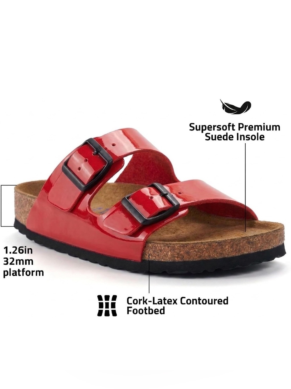 T TICCI Amazon Flexible Cork Footbed Sandals for Women - Arch Support adjustable - Picture 7 of 8